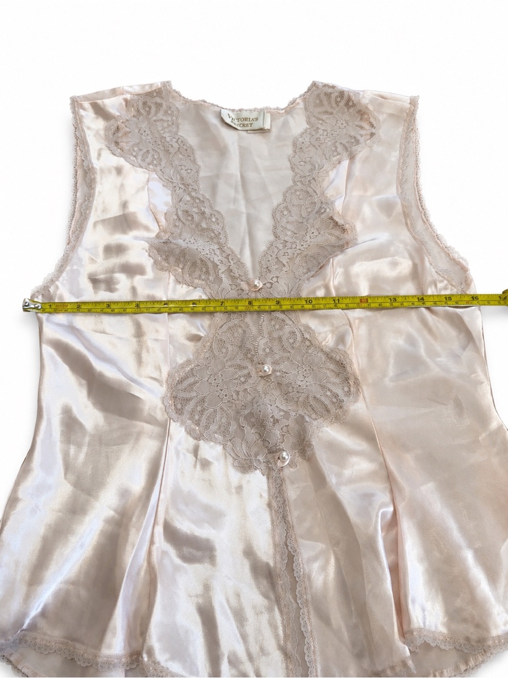 Vintage Victoria's Secret Gold Label Pink Satin Lace Chemise Top Med - Picture 9 of 12